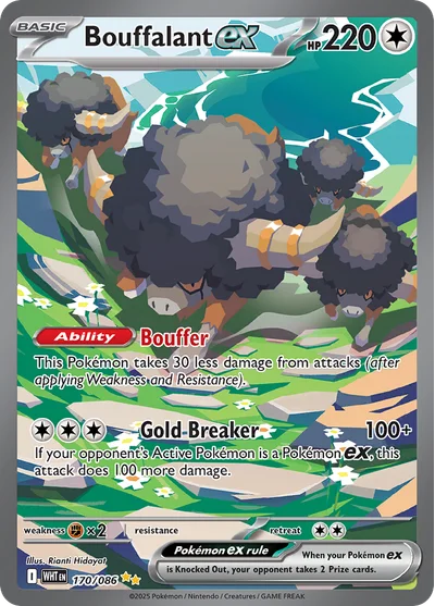 Bouffalant ex 170 White Flare Pokemon Card
