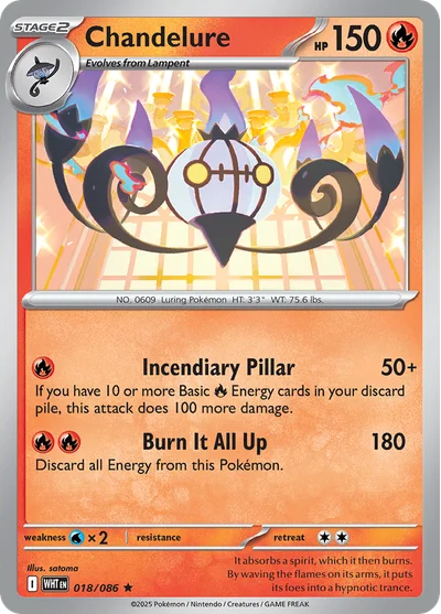 Chandelure 18 White Flare Pokemon Card