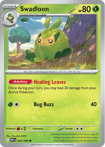 Swadloon 2 White Flare Pokemon Card