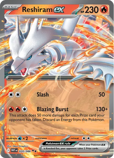 Reshiram ex 20 White Flare Pokemon Card