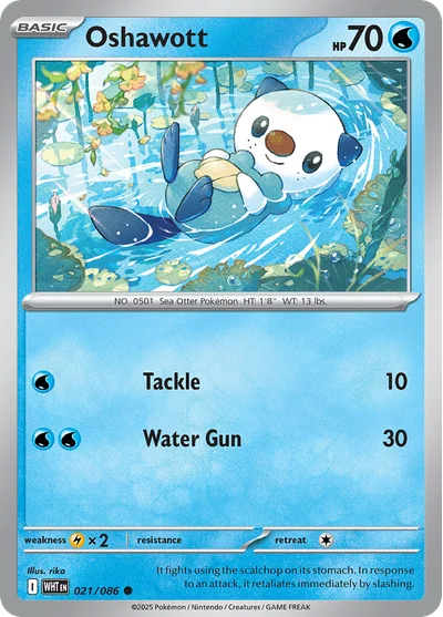 Oshawott 21 White Flare Pokemon Card