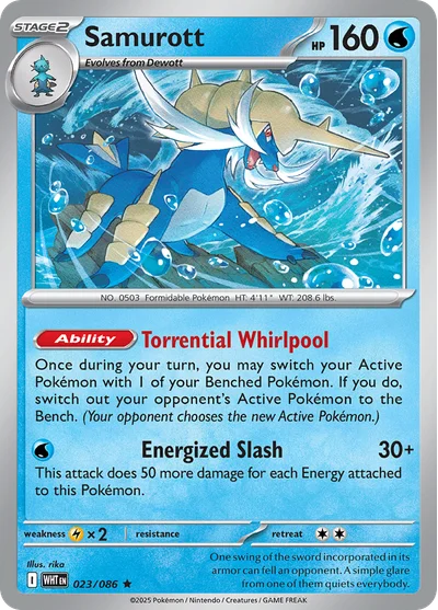 Samurott 23 White Flare Pokemon Card
