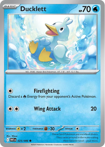 Ducklett 25 White Flare Pokemon Card