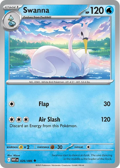 Swanna 26 White Flare Pokemon Card
