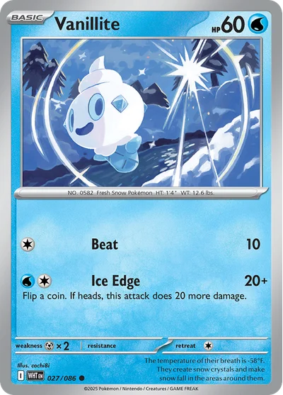 Vanillite 27 White Flare Pokemon Card