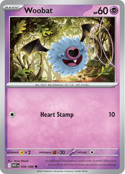 Woobat 36 White Flare Pokemon Card