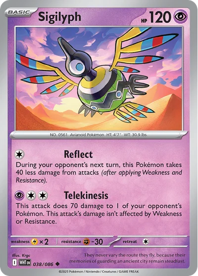 Sigilyph 38 White Flare Pokemon Card