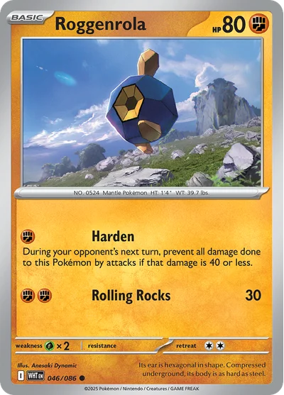 Roggenrola 46 White Flare Pokemon Card