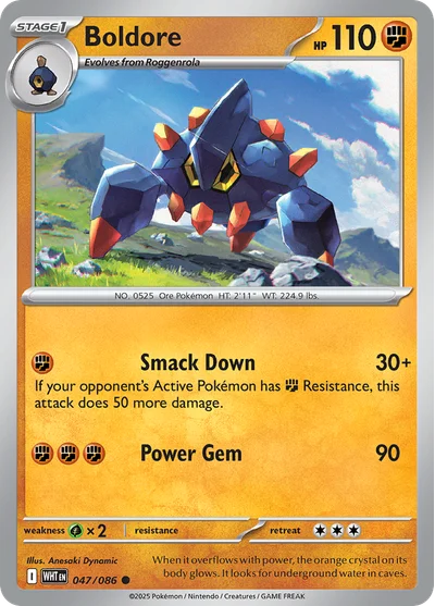 Boldore 47 White Flare Pokemon Card