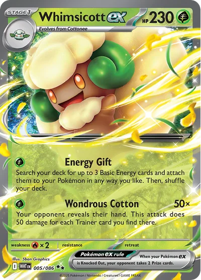 Whimsicott ex 5 White Flare Pokemon Card