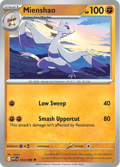 Mienshao 53 White Flare Pokemon Card