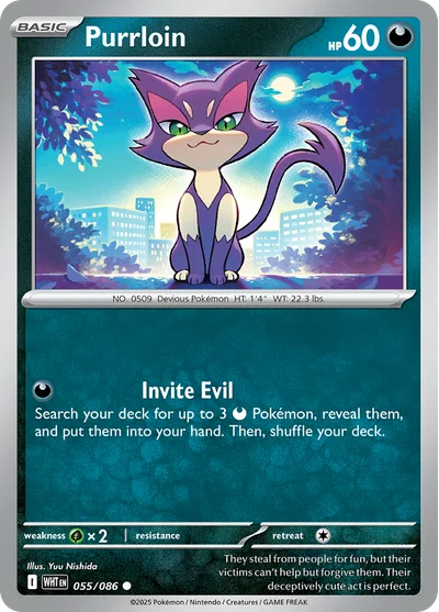 Purrloin 55 White Flare Pokemon Card