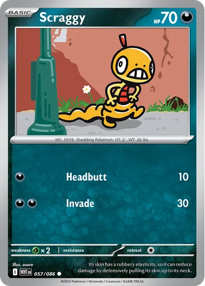 Scraggy 57 White Flare Pokemon Card