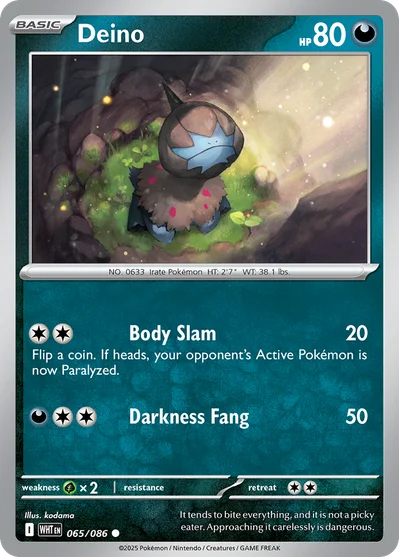 Deino 65 White Flare Pokemon Card