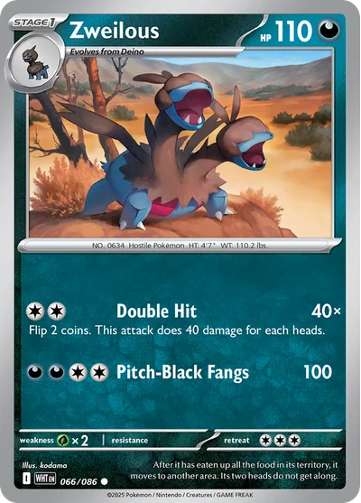 Zweilous 66 White Flare Pokemon Card