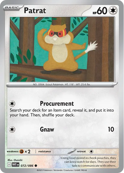 Patrat 72 White Flare Pokemon Card