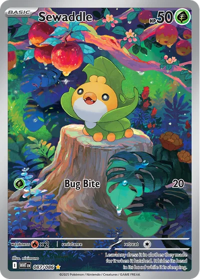 Sewaddle 87 White Flare Pokemon Card