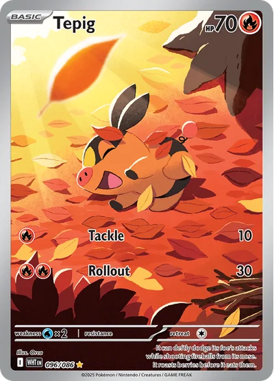 Tepig 96 White Flare Pokemon Card