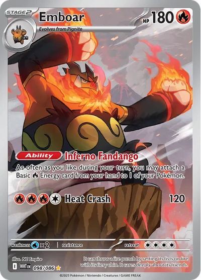 Emboar 98 White Flare Pokemon Card