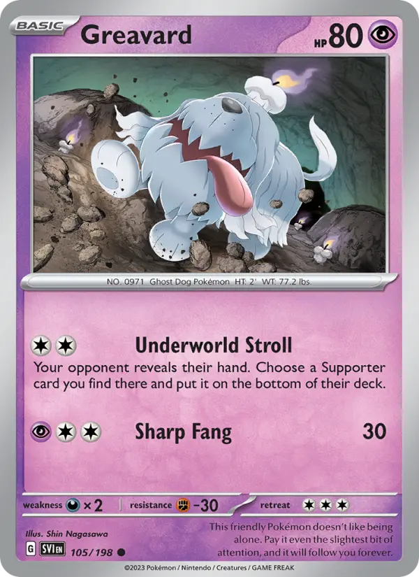 Greavard 105 Scarlet & Violet Base Set (SV1) Pokemon Card