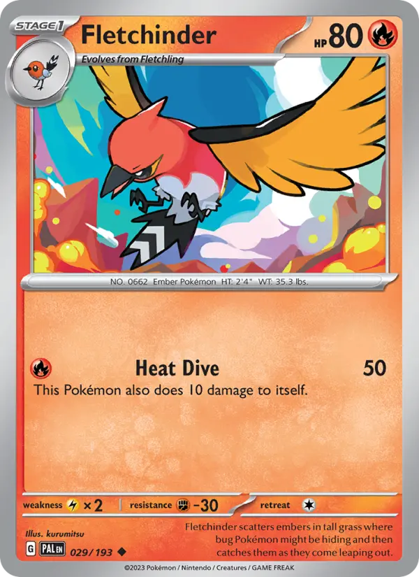 Fletchinder 029 Paldea Evolved (SV2) Pokemon Card