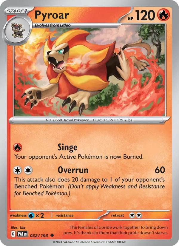 Pyroar 032 Paldea Evolved (SV2) Pokemon Card