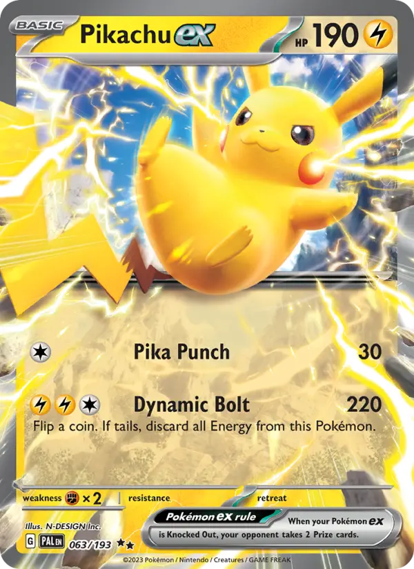 Pikachu ex 063 Paldea Evolved (SV2) Pokemon Card