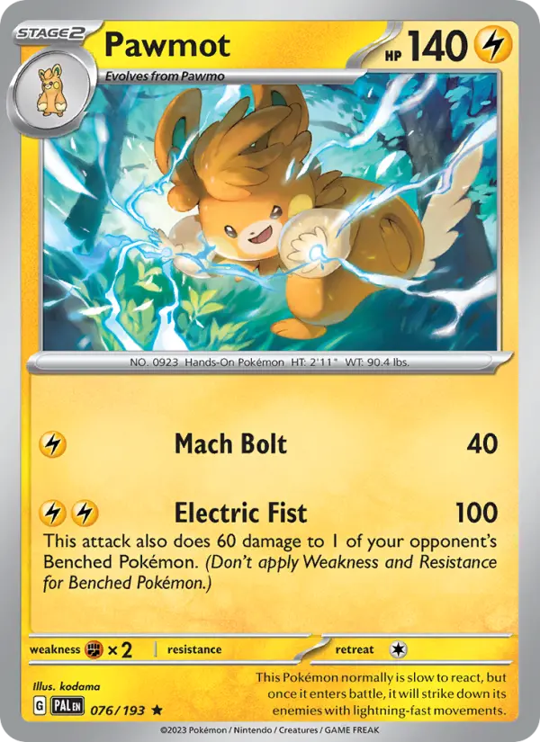 Pawmot 076 Paldea Evolved (SV2) Pokemon Card