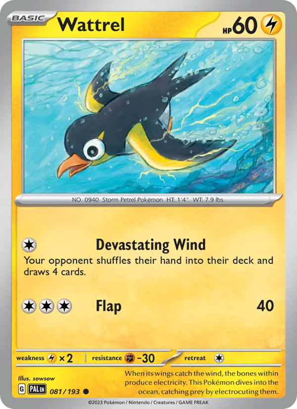 Wattrel 081 Paldea Evolved (SV2) Pokemon Card