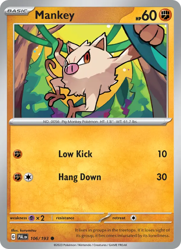 Mankey 106 Paldea Evolved (SV2) Pokemon Card