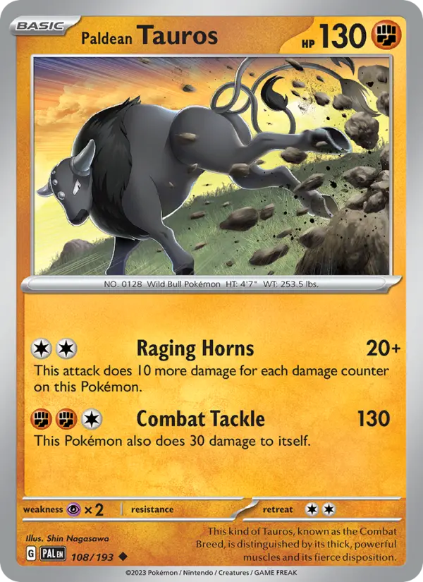 Paldean Tauros 108 Paldea Evolved (SV2) Pokemon Card