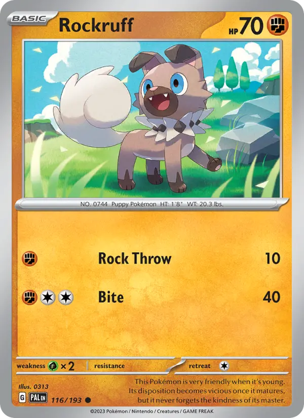 Rockruff 116 Paldea Evolved (SV2) Pokemon Card