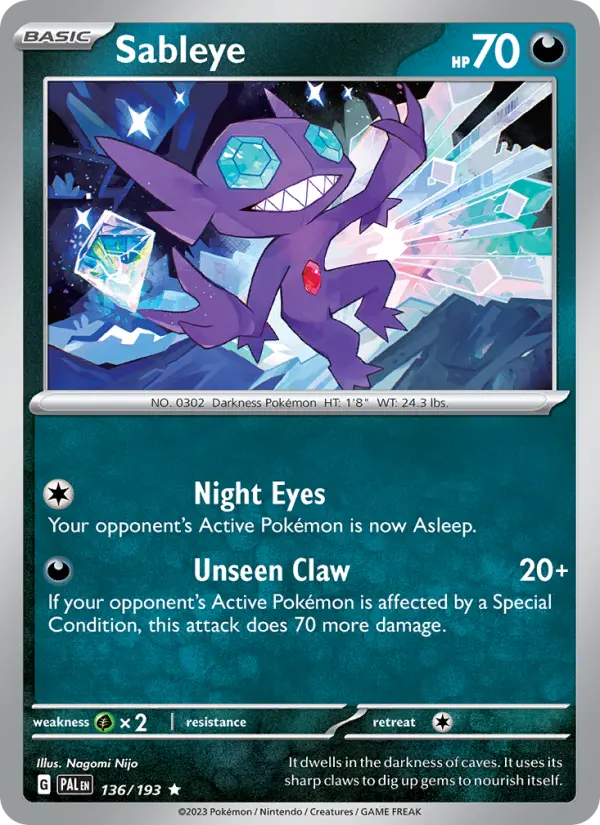 Sableye 136 Paldea Evolved (SV2) Pokemon Card