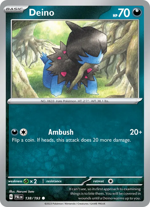Deino 138 Paldea Evolved (SV2) Pokemon Card