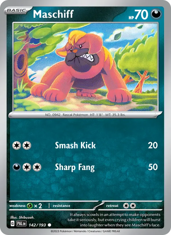 Maschiff 142 Paldea Evolved (SV2) Pokemon Card