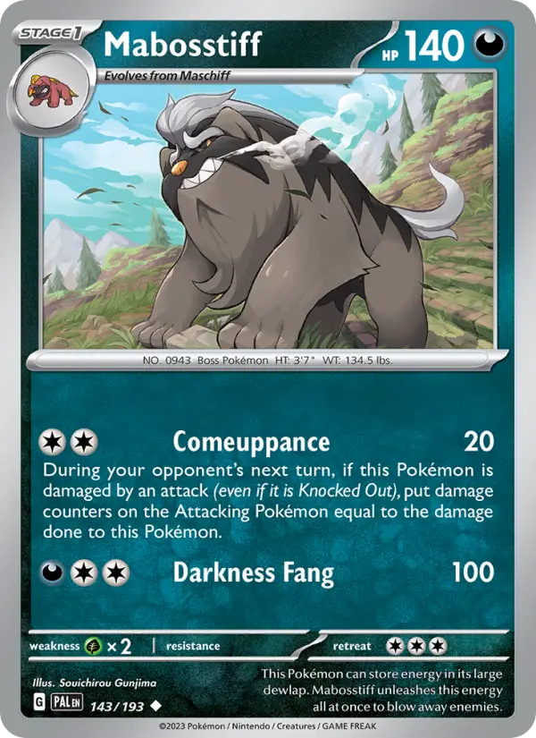 Mabosstiff 143 Paldea Evolved (SV2) Pokemon Card