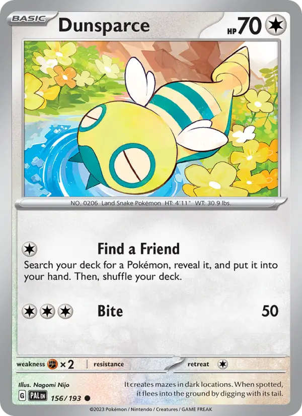 Dunsparce 156 Paldea Evolved (SV2) Pokemon Card