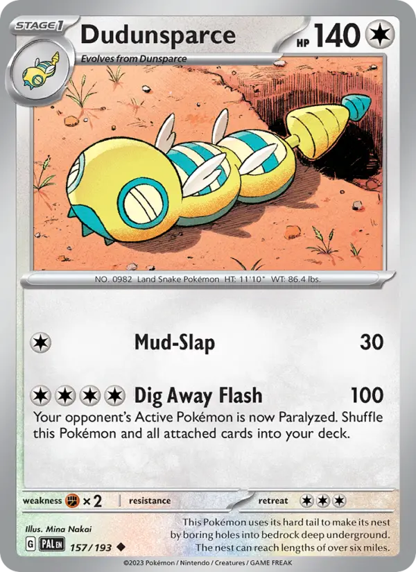 Dudunsparce 157 Paldea Evolved (SV2) Pokemon Card