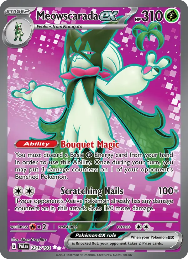 Meowscarada ex 231 Paldea Evolved (SV2) Pokemon Card