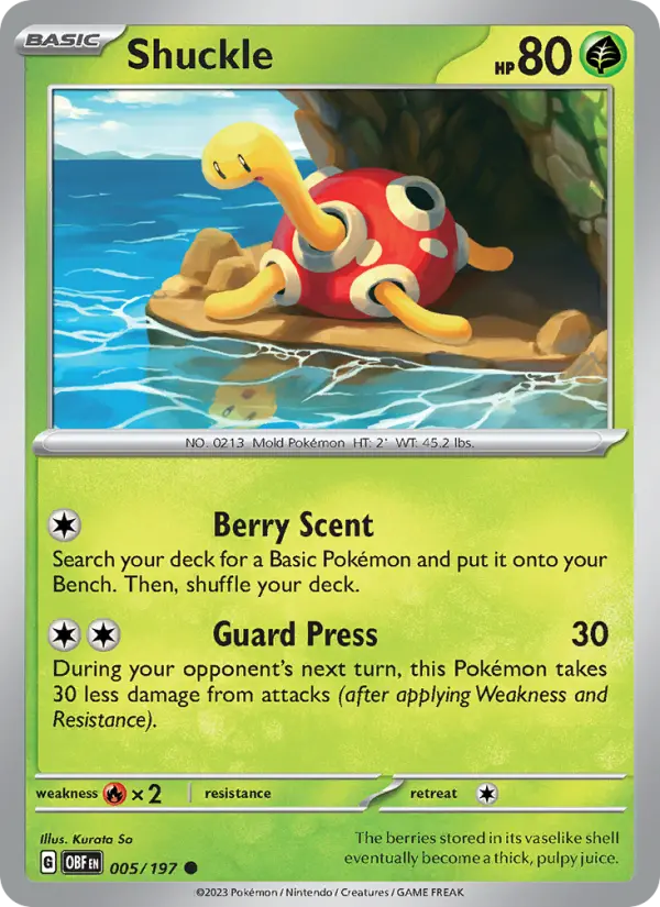 Shuckle 005 Obsidian Flames (SV3) Pokemon Card