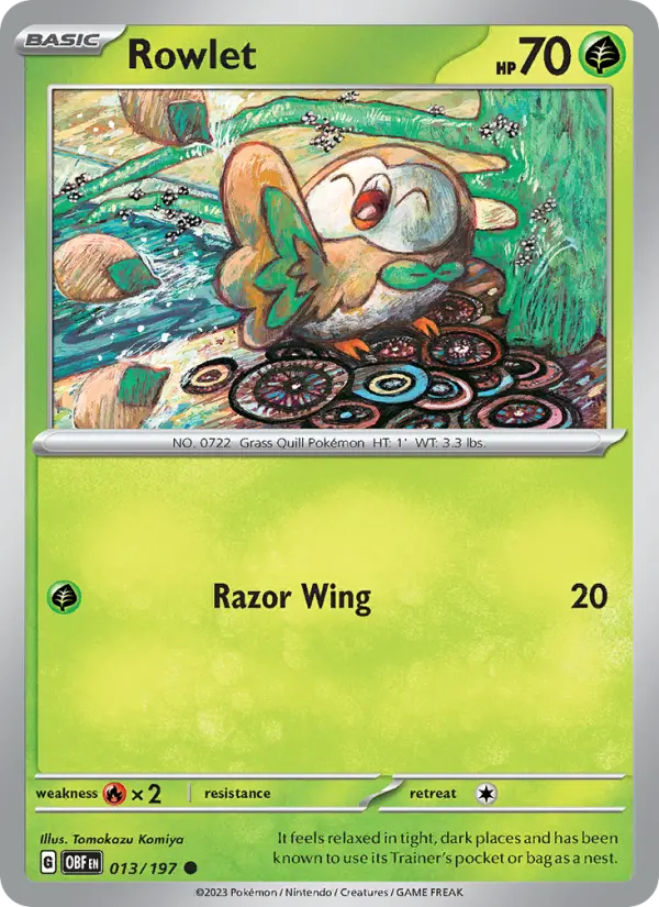 Rowlet 013 Obsidian Flames (SV3) Pokemon Card