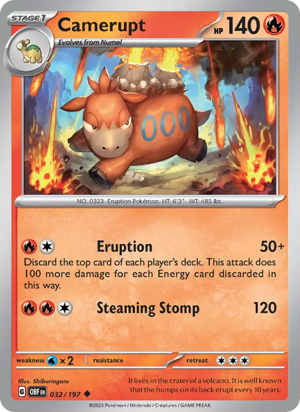Camerupt 032 Obsidian Flames (SV3) Pokemon Card