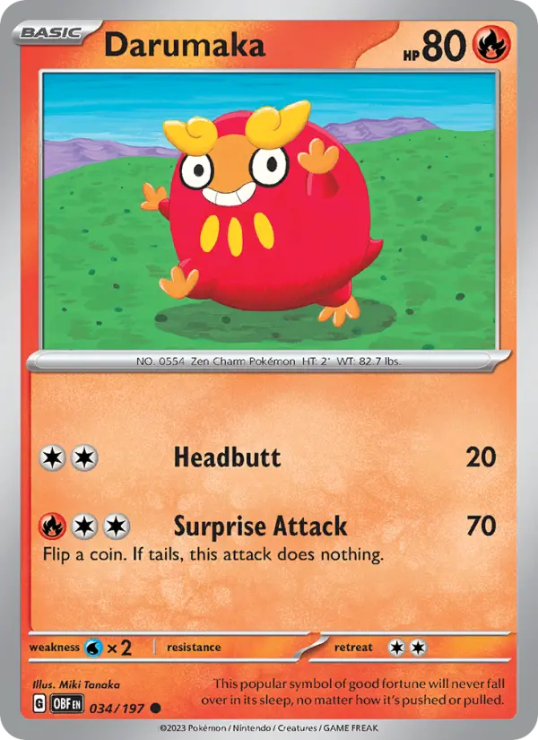 Darumaka 034 Obsidian Flames (SV3) Pokemon Card