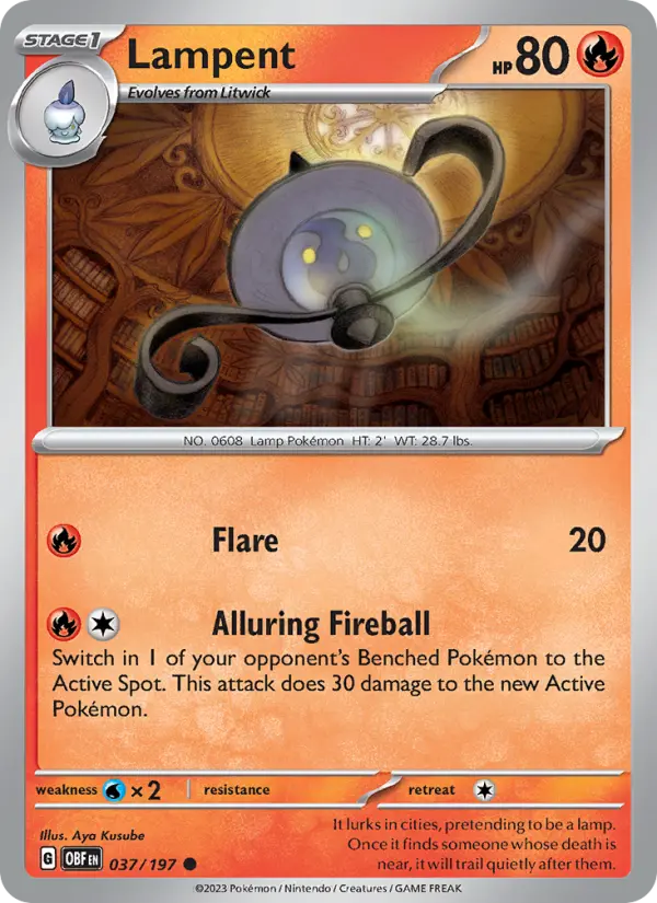 Lampent 037 Obsidian Flames (SV3) Pokemon Card