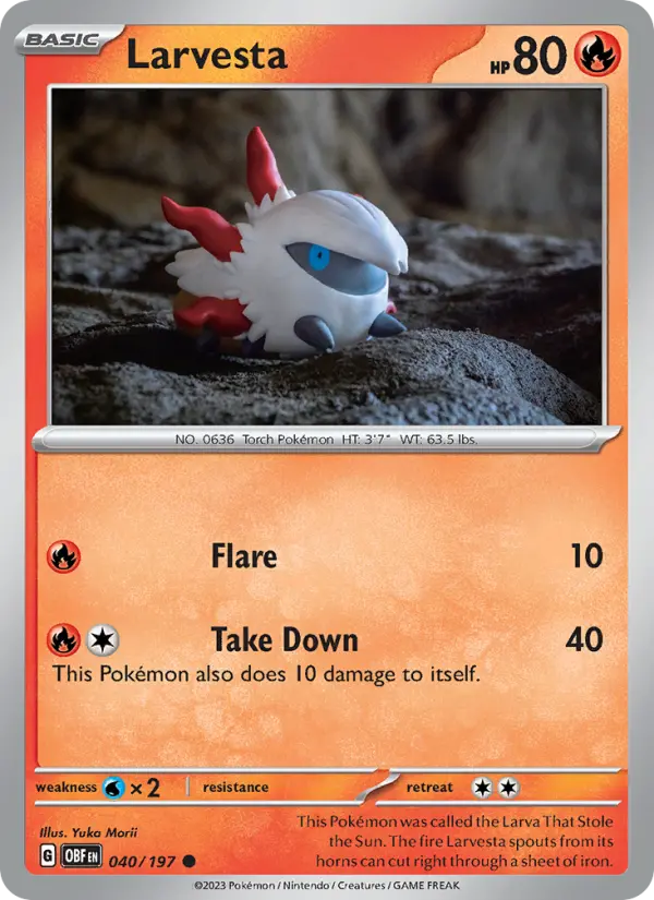 Larvesta 040 Obsidian Flames (SV3) Pokemon Card