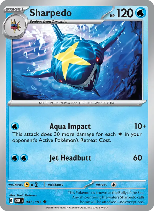 Sharpedo 047 Obsidian Flames (SV3) Pokemon Card