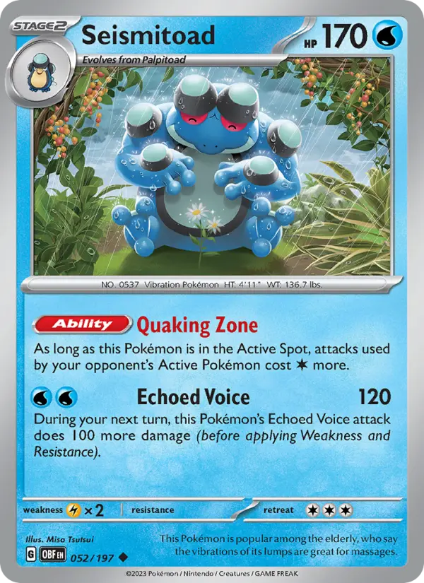 Seismitoad 052 Obsidian Flames (SV3) Pokemon Card