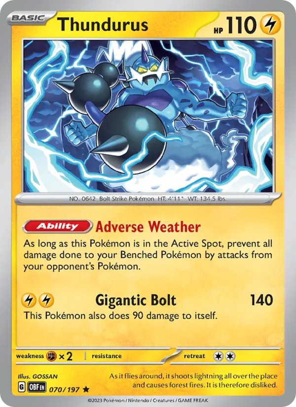 Thundurus 070 Obsidian Flames (SV3) Pokemon Card