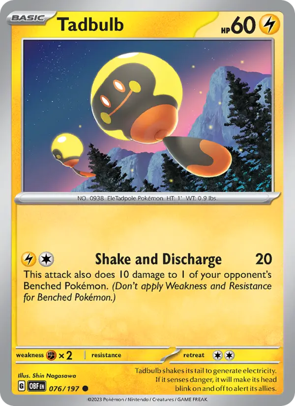Tadbulb 076 Obsidian Flames (SV3) Pokemon Card