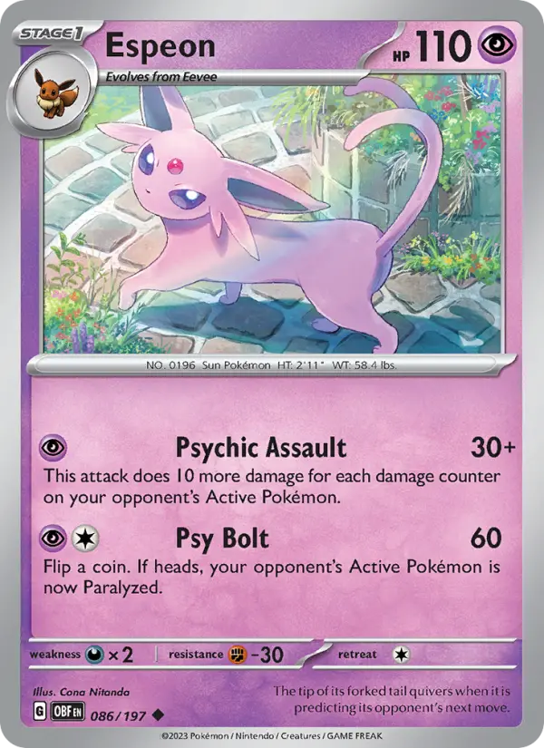 Espeon 086 Obsidian Flames (SV3) Pokemon Card